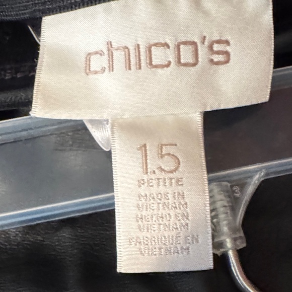 Chico's Black 1.5 Petite Faux Leather Mixed R/N/S Pants - Picture 6 of 7